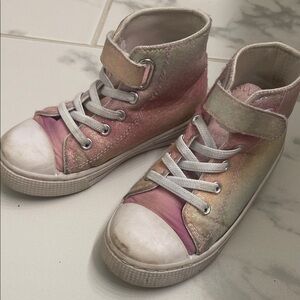 Kids High-Top Sneakers - Pink and White